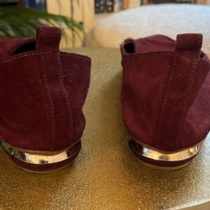 Nicholas Kirkwood Burgundy Flats with gold accents. Made in Italy